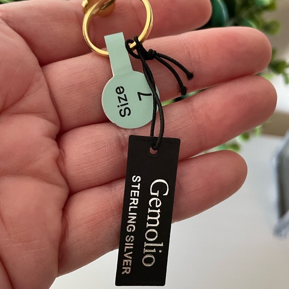 Brand New Gemolio Gold Over Sterling Silver Blue Copper Turquoise Clover 7 Ring - Picture 6 of 7